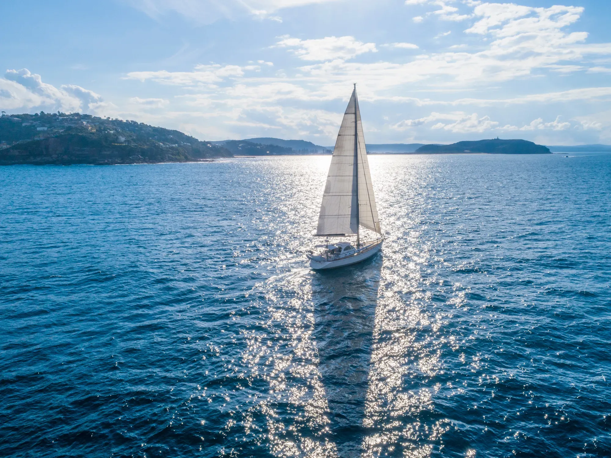 Sailboat on the seas near Sydney beaches